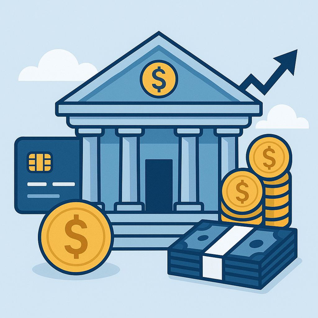 বাংলাদেশ ব্যাংকের ভবন সামনে, সামনে একটি ব্যক্তির হাতে সঞ্চয়ের টাকা তুলে নেওয়ার ছবি — আমানতকারীদের নিরাপত্তা ও ফেরতের ধারণা প্রতীকীভাবে