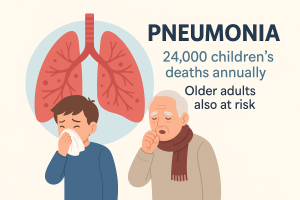 বাংলাদেশে নিউমোনিয়ায় আক্রান্ত শিশুদের চিকিৎসা নিচ্ছে হাসপাতালের বেডে, মুখে অক্সিজেন মাস্ক, পাশে চিকিৎসক ও অভিভাবক।